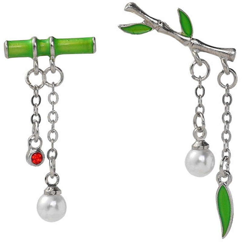 Pendientes Retro Asimétricos De Bambú