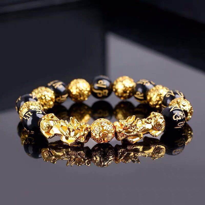 Pulsera Pixiu de cuentas de oración de la suerte para hombre Feng Shui