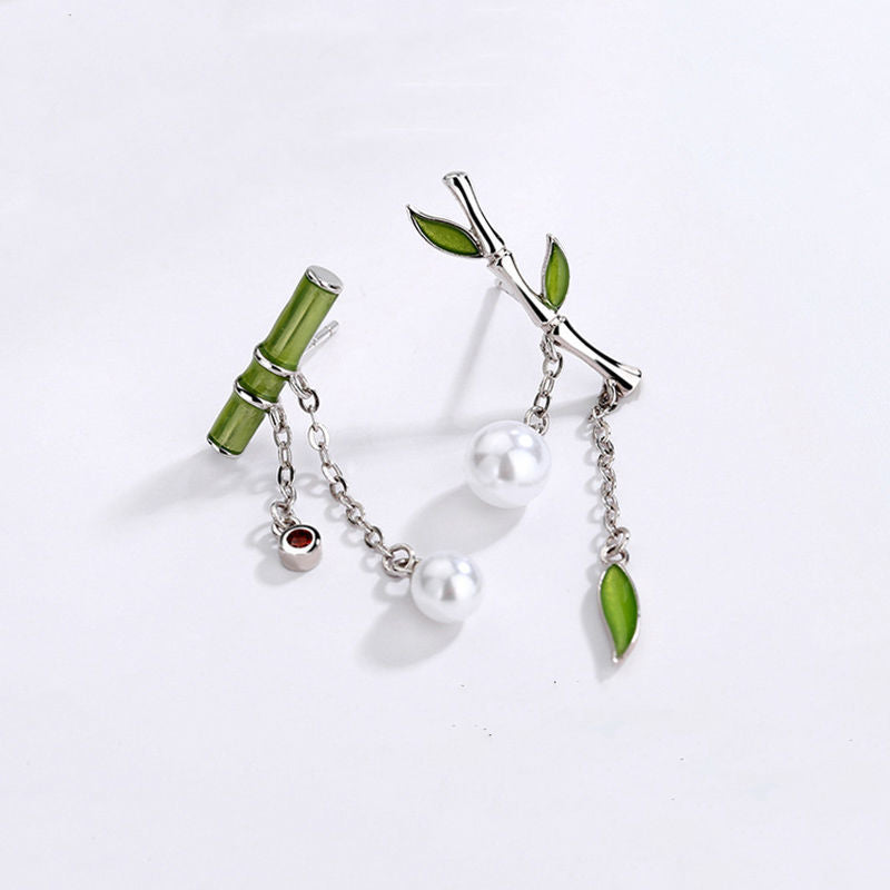 Pendientes Retro Asimétricos De Bambú