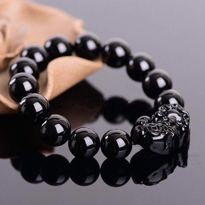 Pulsera Pixiu de cuentas de oración de la suerte para hombre Feng Shui