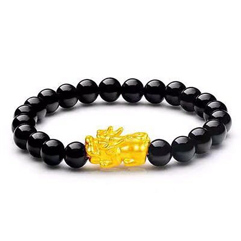 Pulsera Pixiu de cuentas de oración de la suerte para hombre Feng Shui