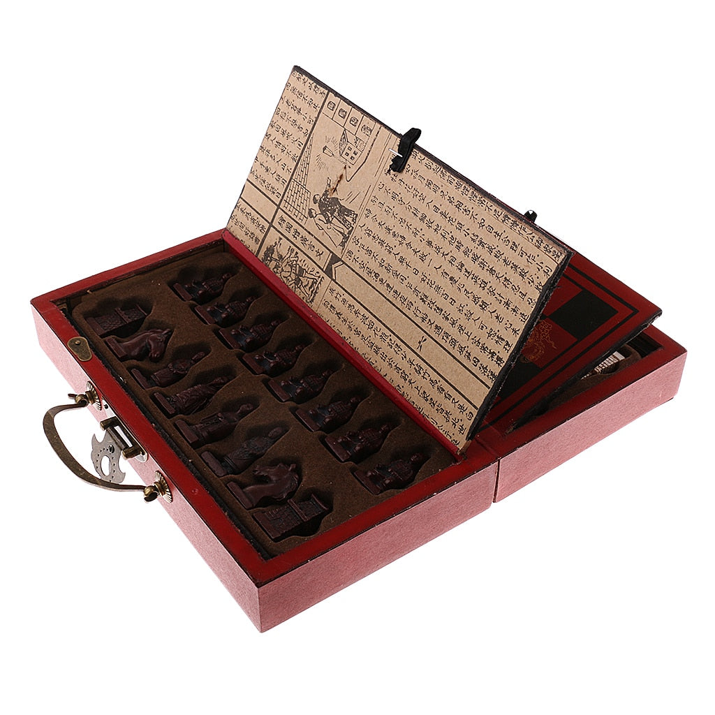 Juego de mesa de piezas de ajedrez chino antiguo de madera