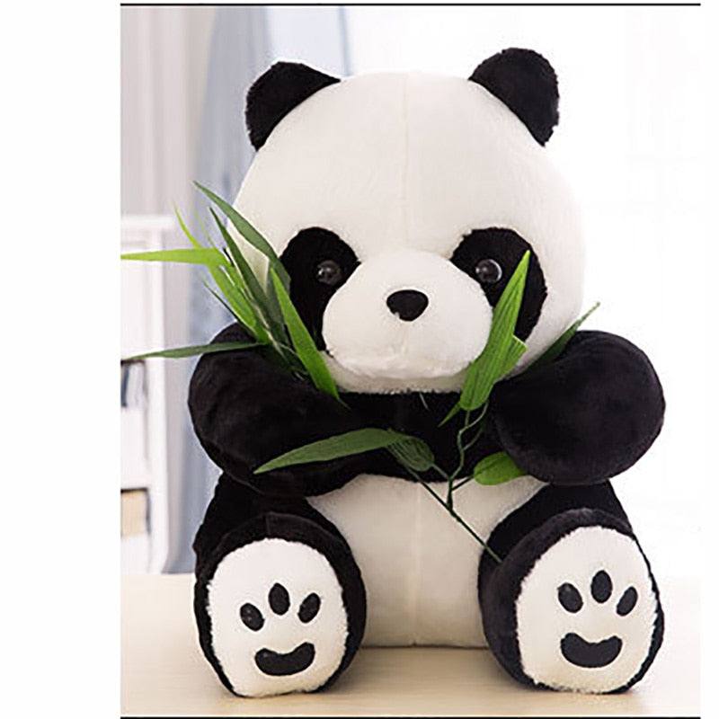 Bonito panda con peluche de bambú