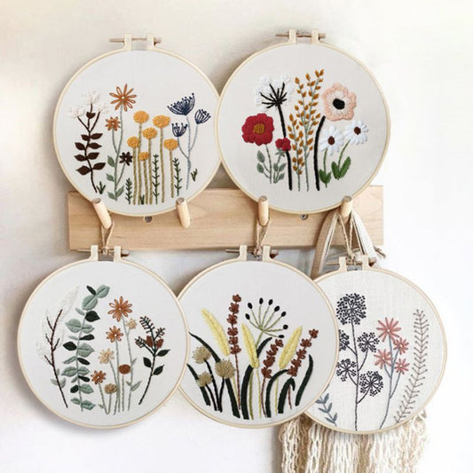 Kit de inicio de bordado estampado de flores de bricolaje