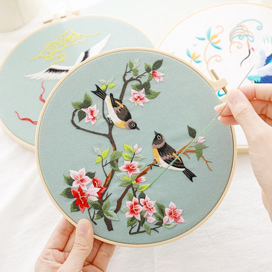 Kit de bordado de flores DIY chino sin aro 1 pieza