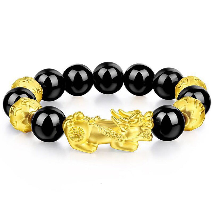 Pulsera Pixiu de cuentas de oración de la suerte para hombre Feng Shui