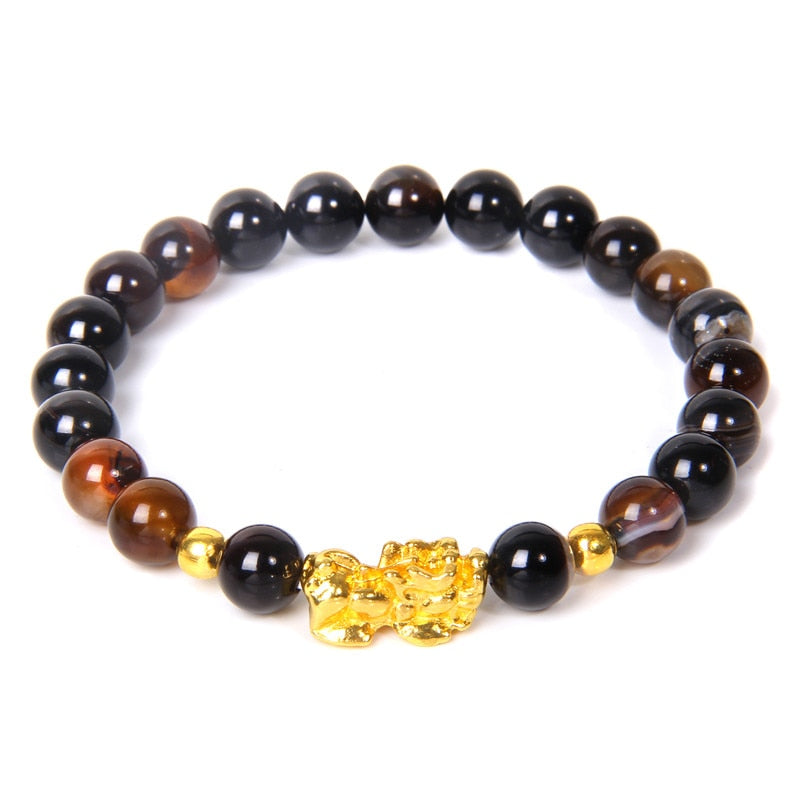 Feng Shui Stone Beads Pulsera Pixiu Rosa