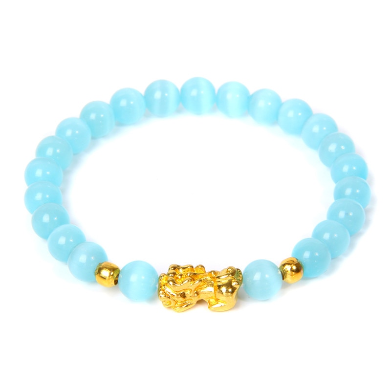 Feng Shui Stone Beads Pulsera Pixiu Rosa