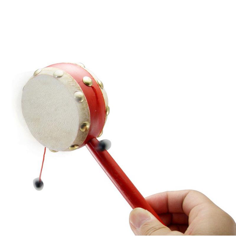 Tambor de bebé sonajero de madera de piel de oveja tradicional chino
