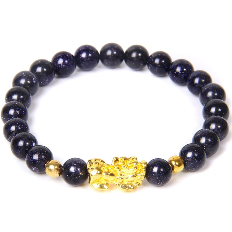 Feng Shui Stone Beads Pulsera Pixiu Rosa
