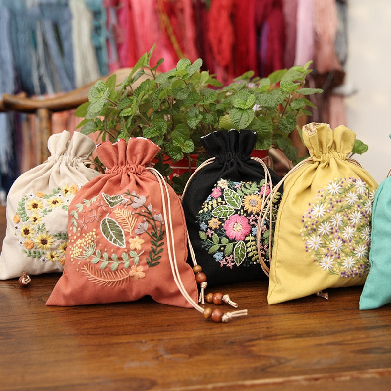 Kit de bordado de bolsa de almacenamiento hecho a mano DIY