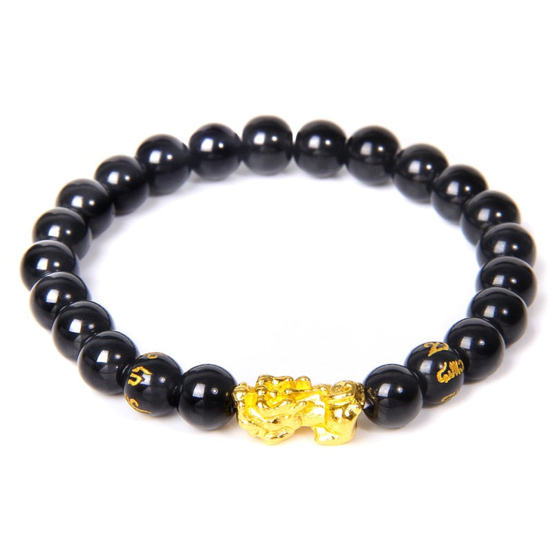 Feng Shui Stone Beads Pulsera Pixiu Rosa