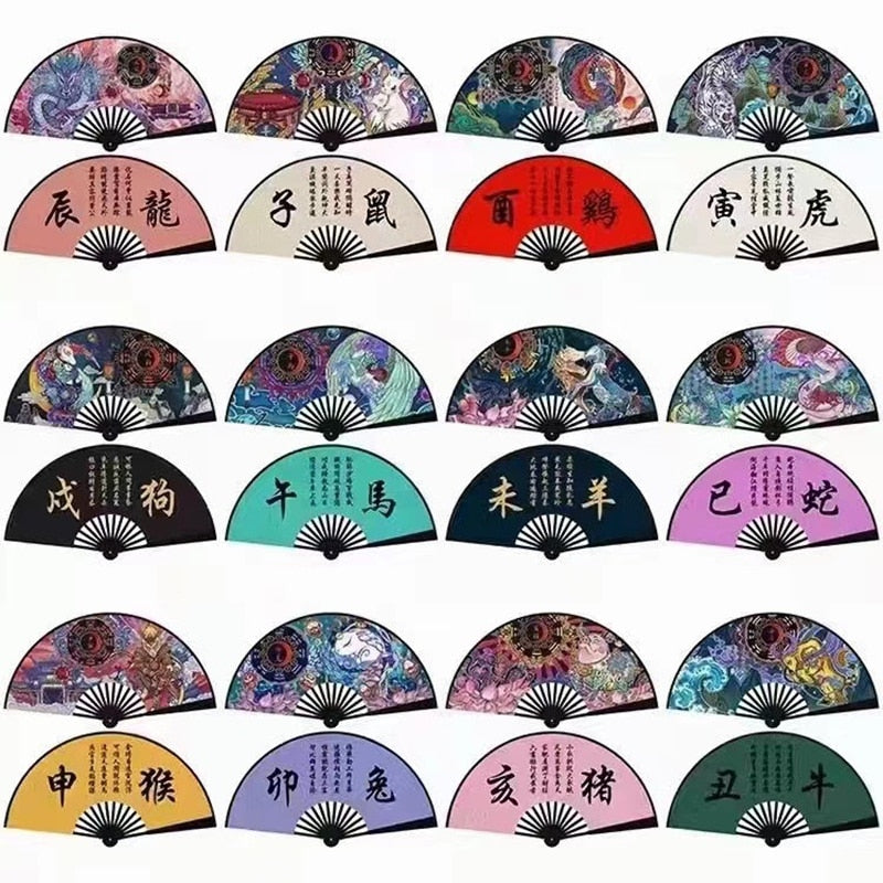 Retro Chinese Style Comics Zodiac Folding Fan