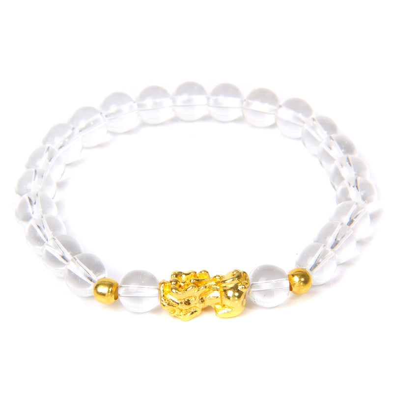 Feng Shui Stone Beads Pulsera Pixiu Rosa