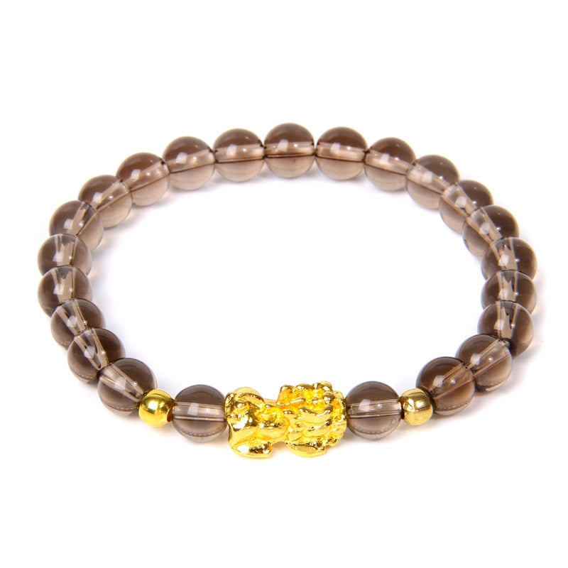 Feng Shui Stone Beads Pulsera Pixiu Rosa
