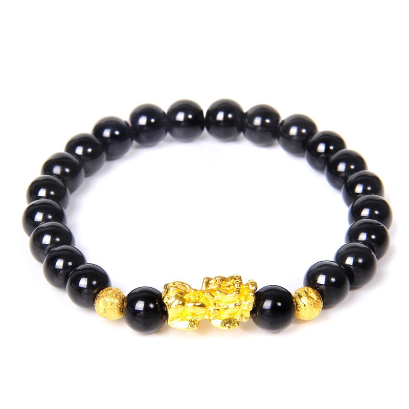 Feng Shui Stone Beads Pulsera Pixiu Rosa
