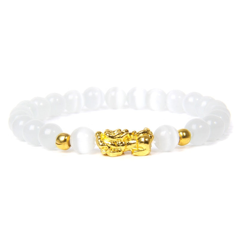 Feng Shui Stone Beads Pulsera Pixiu Rosa