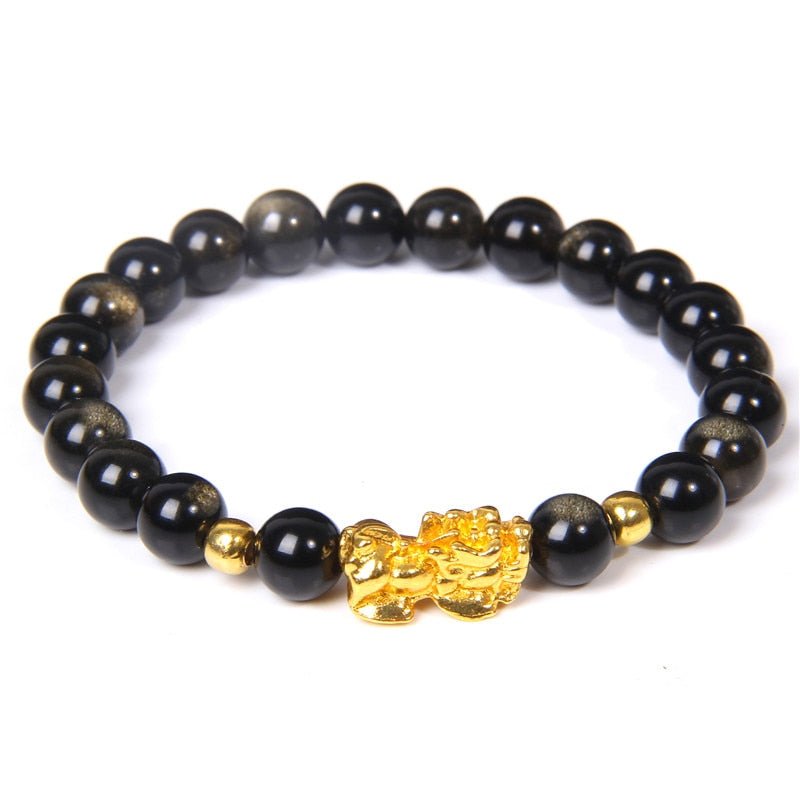 Feng Shui Stone Beads Pulsera Pixiu Rosa