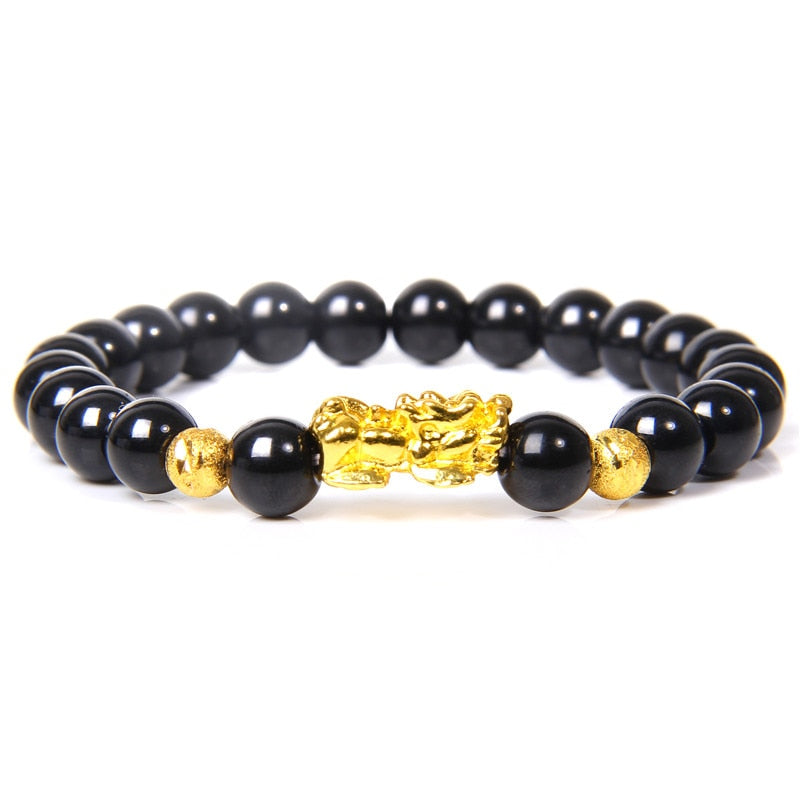 Feng Shui Stone Beads Pulsera Pixiu Rosa