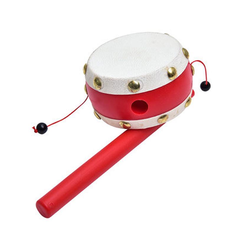 Tambor de bebé sonajero de madera de piel de oveja tradicional chino