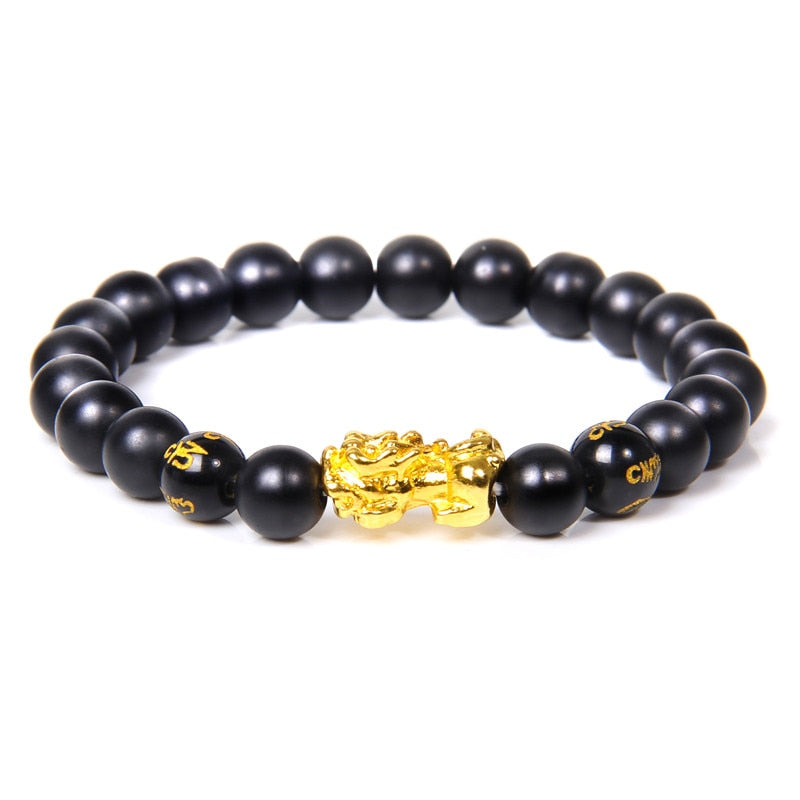 Feng Shui Stone Beads Pulsera Pixiu Rosa