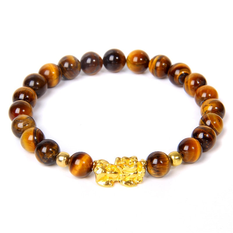 Feng Shui Stone Beads Pulsera Pixiu Rosa