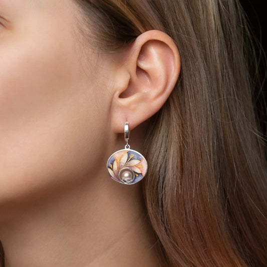 Pendientes pintados de esmalte retro chino