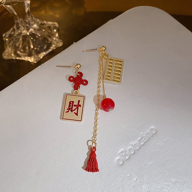 Chinese Style Good Luck Wealth Earrings