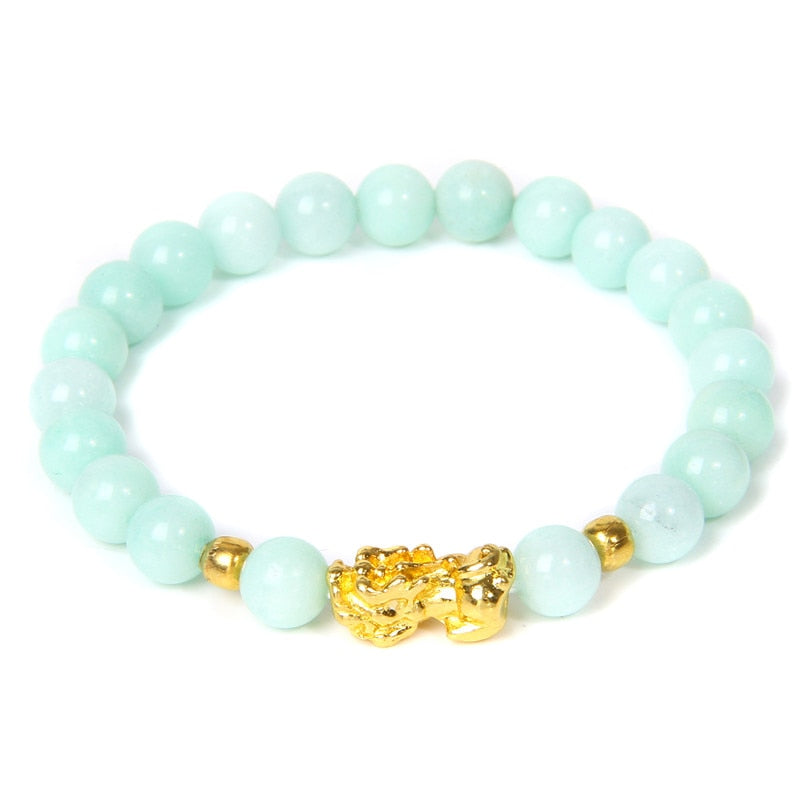 Feng Shui Stone Beads Pulsera Pixiu Rosa