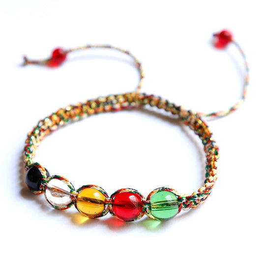 Cuerda multicolor étnica tejida a mano