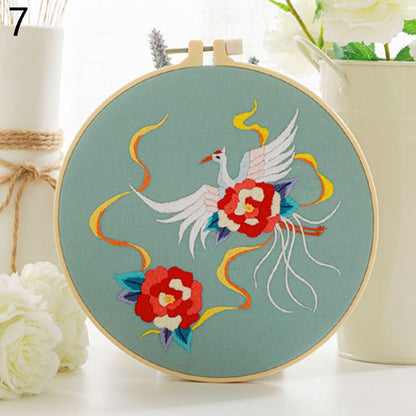 1Pc No Hoop Chinese DIY Flowers Embroidery Kit