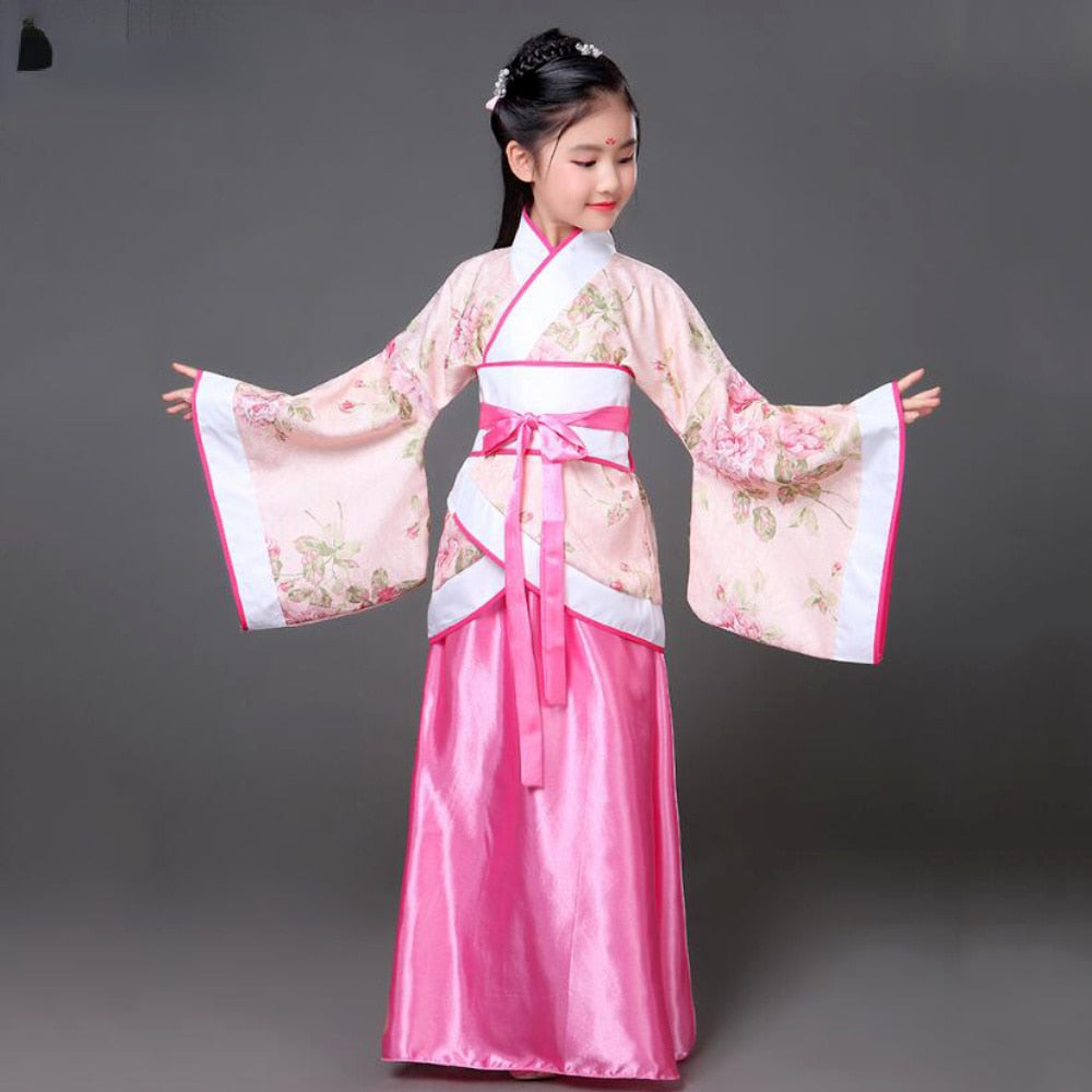 Girls Traditional Hanfu Outfit Christmas Party Dress