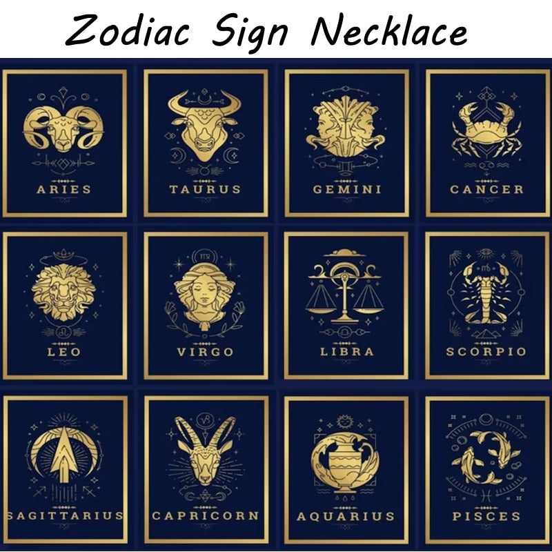 Zodiac Vintage Sign Necklace Constellation Chain
