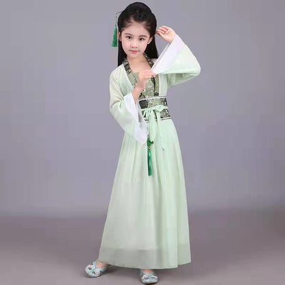 Girls Traditional Hanfu Outfit Christmas Party Dress