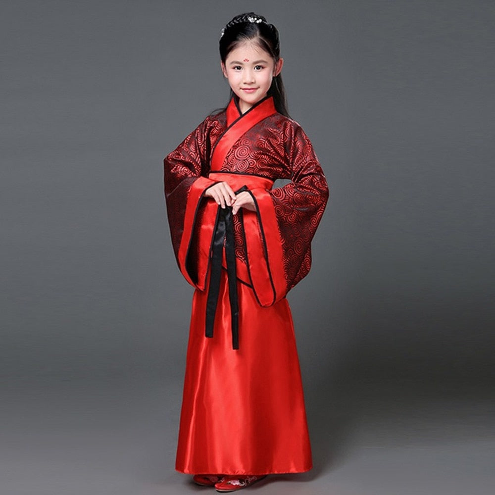 Girls Traditional Hanfu Outfit Christmas Party Dress