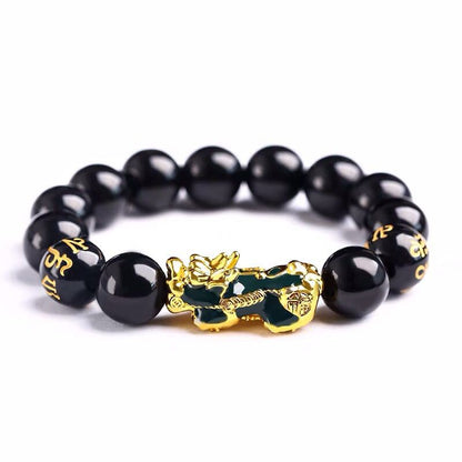 Feng Shui Mens Lucky Prayer Beads Pixiu Bracelet