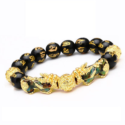 Feng Shui Mens Lucky Prayer Beads Pixiu Bracelet