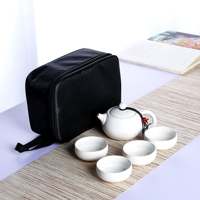 Ceramic Chinese Travel Drinkware with Tea Pot