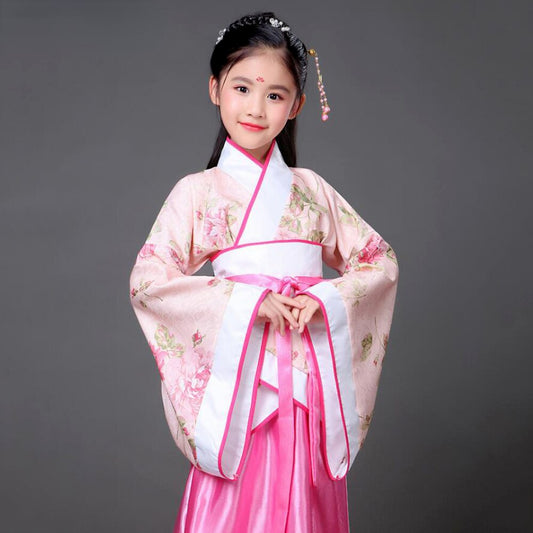 Girls Traditional Hanfu Outfit Christmas Party Dress
