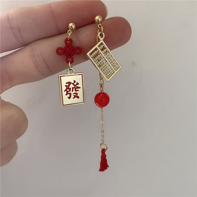 Chinese Style Good Luck Wealth Earrings