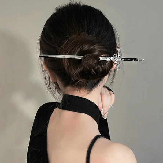 Metal Sword Hairpin Chinese Simple Hair Sticks for Women