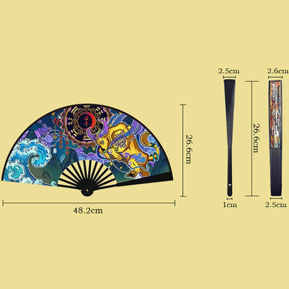 Retro Chinese Style Comics Zodiac Folding Fan